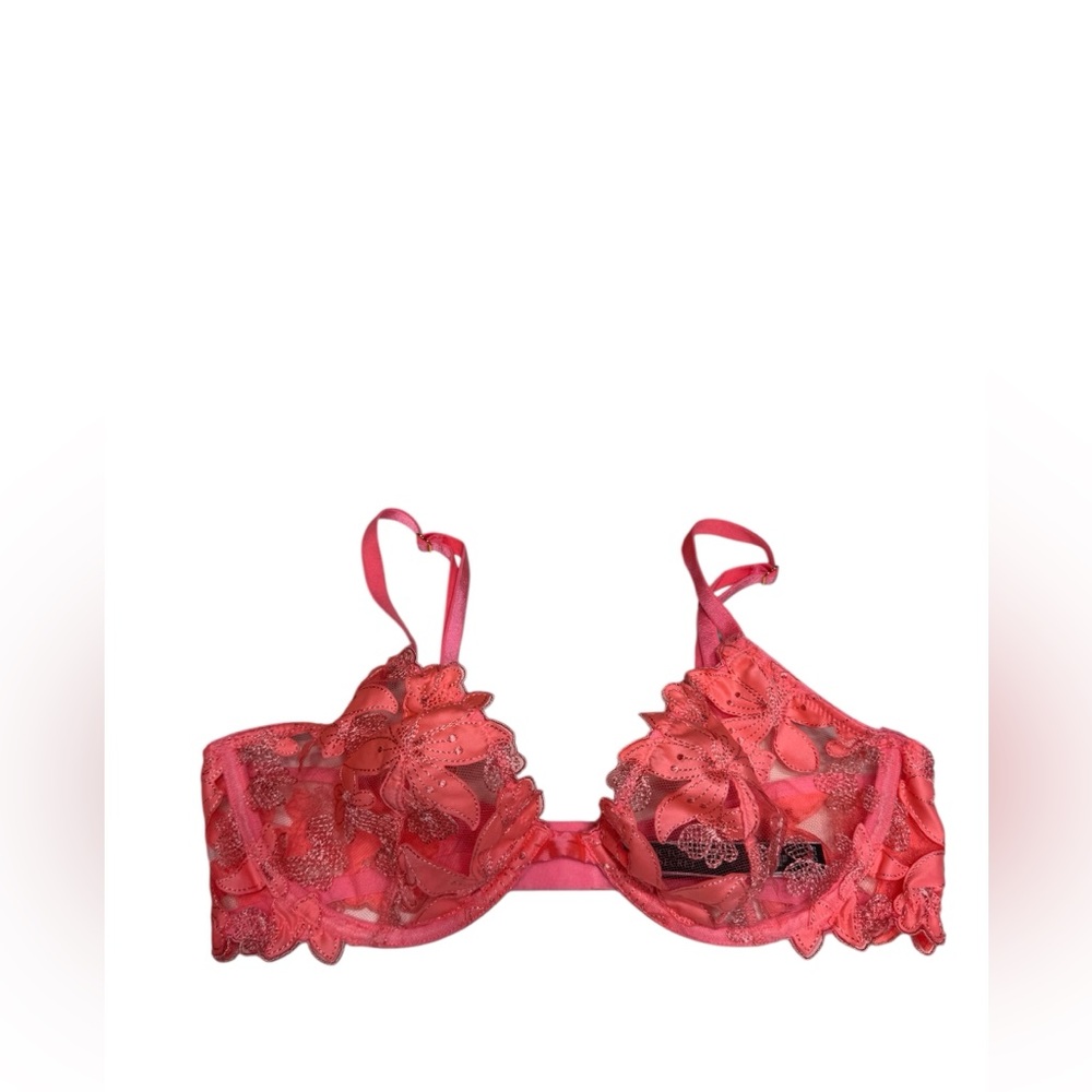Victoria's Secret Coral Lace Bra 34 C